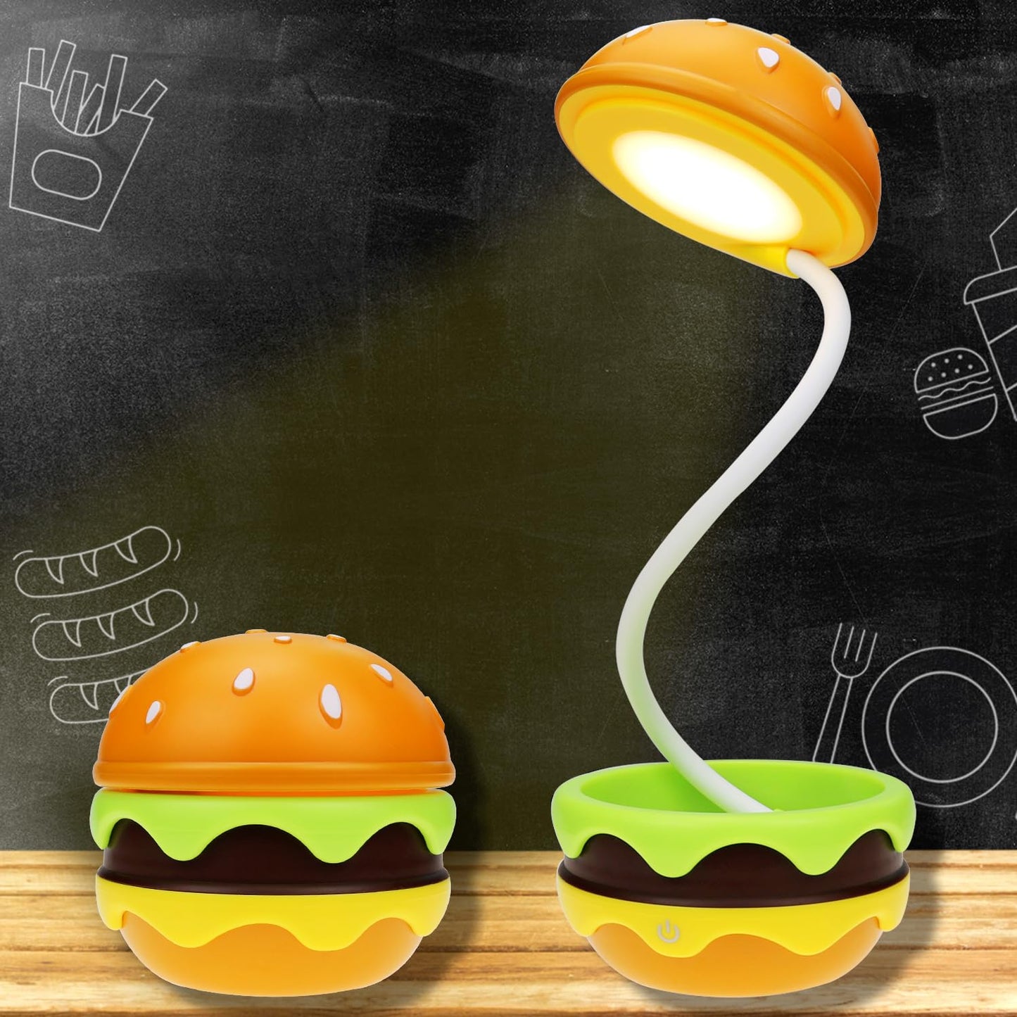 Rechargeable Hamburger Small Desk Lamps