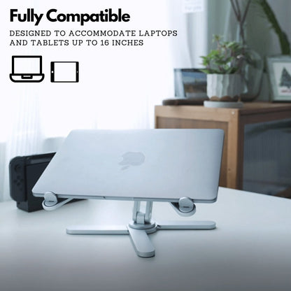 360° Rotating Aluminum Laptop Stand - Portable, Foldable, and Height-Adjustable