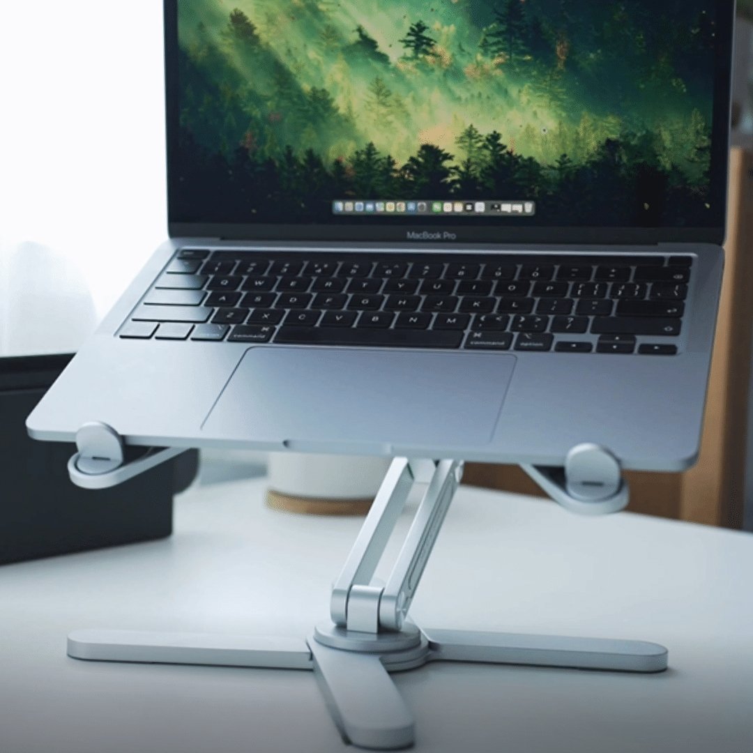 360° Rotating Aluminum Laptop Stand - Portable, Foldable, and Height-Adjustable